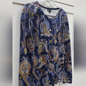 Talbots paisley button cardigan